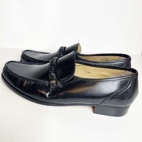 NEW Vintage Nunn Bush 10.5M Black Moc Toe Loafers Leather Dress Shoes - Picture 4 of 8